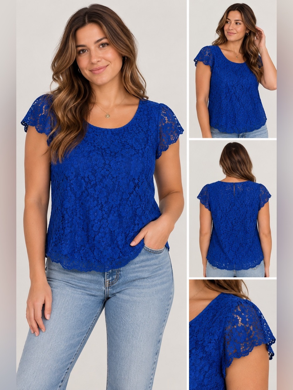 Aritzia Talula Betsy Royal Blue Lace Blouse Medium